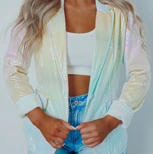 Pastel rainbow ombre sequin blazer 🌈 🌈